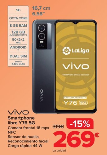 Carrefour vivo Smartphone libre Y76 5G oferta