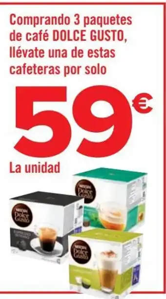 Carrefour Comprando 3 paquetes de café DOLCE GUSTO, llévate una de estas cafeteras por solo oferta