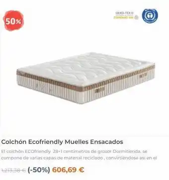 Dormitienda 50% oeko-tex® standard 100 colchón ecofriendly muelles ensacados el colchón ecofriendly 28+1 centimetros de grosor dormiti oferta