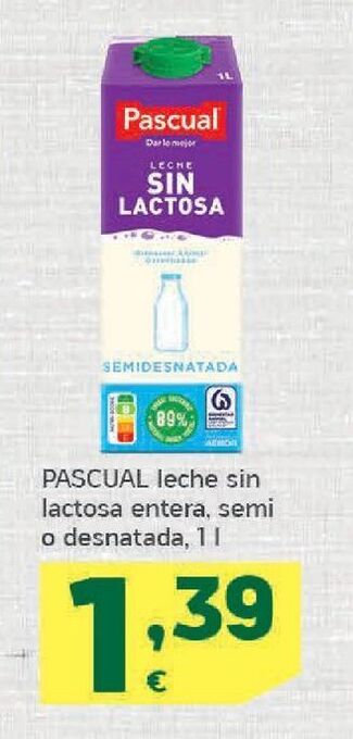 HiperDino Leche sin lactosa pascual oferta