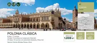 Tui Travel PLC Polonia clásica 8 días / 7 noches (9 días / 8 noches con extensión gdansk) (10 días / 9 noches con extensión gdansk y masu oferta