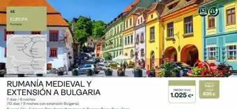 Tui Travel PLC 48 europa rumania rumanía medieval y extensión a bulgaria ba wiko tame precio desde 1.025 €* extrin bulgaria desoe 6 oferta