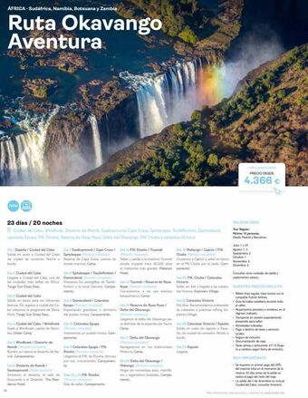 Tui Travel PLC 38 áfrica sudáfrica, namibia, botsuana y zambia ruta okavango aventura new 23 días / 20 noches ciudad del cabo, windhoek oferta