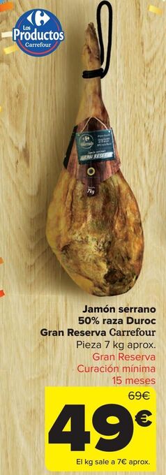 Carrefour Jamón serrano 50% raza duroc gran reserva carrefour oferta