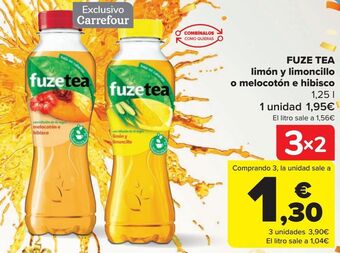 Carrefour Fuze tea limón y limoncillo o melocotón e hibisco oferta