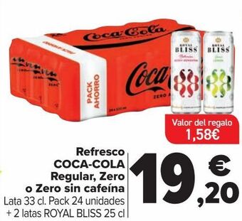 Carrefour Refresco coca-cola regular, zero o zero sin cafeína oferta