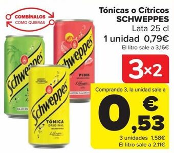 Carrefour Tónicas o cítricos schweppes oferta