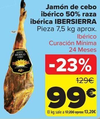 Carrefour Jamón de cebo ibérico 50% raza ibérica ibersierra oferta