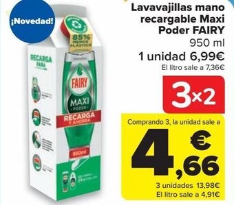Carrefour Lavavajillas mano recargable maxi poder fairy oferta