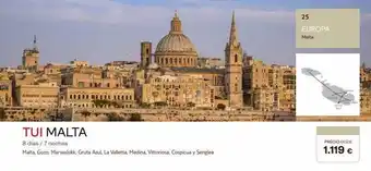 Tui Travel PLC Tui malta 8 días / 7 noches malta, gozo, marsaxlokk, gruta azul, la valletta, medina, vittoriosa, cospicua y senglea aug oferta