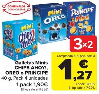 Carrefour Galletas minis chips ahoy!, oreo o principe oferta