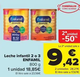 Carrefour Leche infantil 2 o 3 enfamil oferta