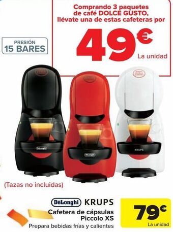 Carrefour Dëlonghi krups cafetera de cápsulas piccolo xs oferta