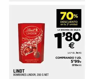 BM Supermercados Lindt bombones lindor 200g net oferta
