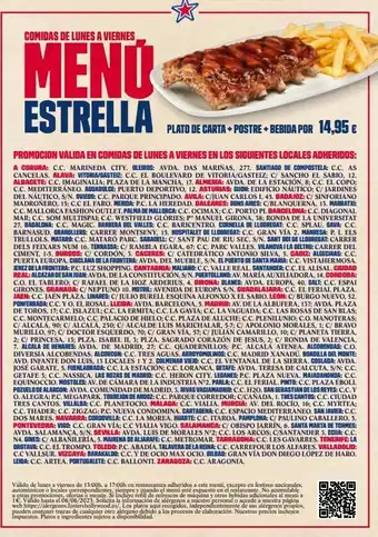 Foster's Hollywood Platos estrella oferta