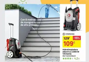 Leroy Merlin B con 8 metros de manguera de alta presión 6 sterwins 129€ -15% 109€ hidrolimpiadora eléctrica 2.000 w 135 bares ref. 8 oferta