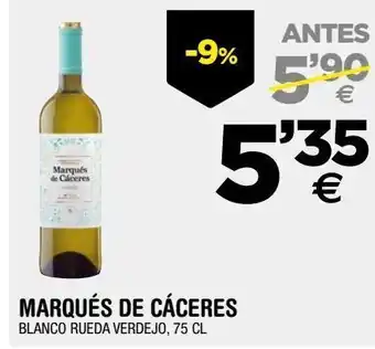 BM Supermercados Marqués de cáceres blanco rueda verdejo, 75cl oferta