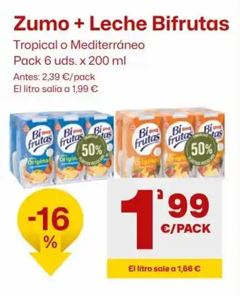 AhorraMas Zumo + Leche Bifrutas oferta