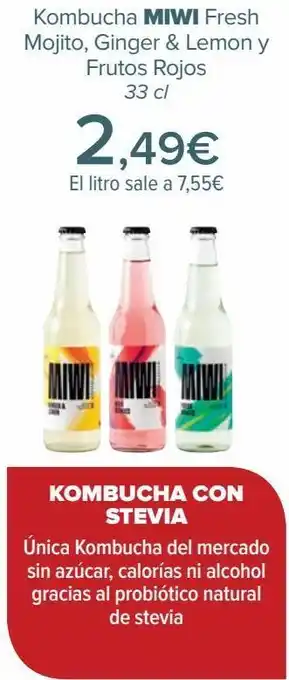 Carrefour Kombucha miwi fresh mojito, ginger & lemon y frutos rojos oferta