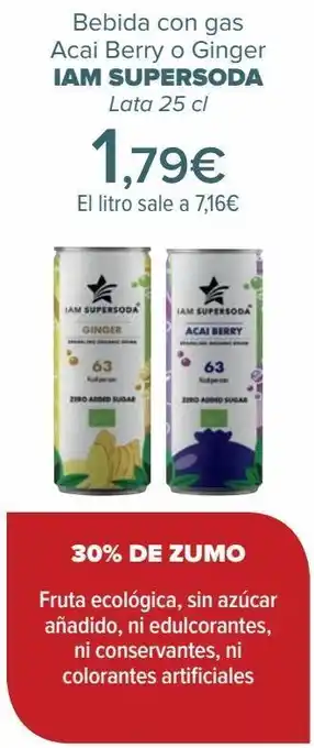 Carrefour Bebida con gas acai berry o ginger iam supersoda oferta