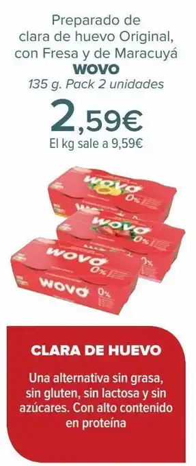 Carrefour Preparado de huevo original, con fresa y de maracuyá wovo oferta