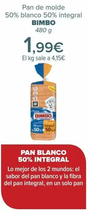 Carrefour Pan de molde 50% blanco 50% integral bimbo oferta