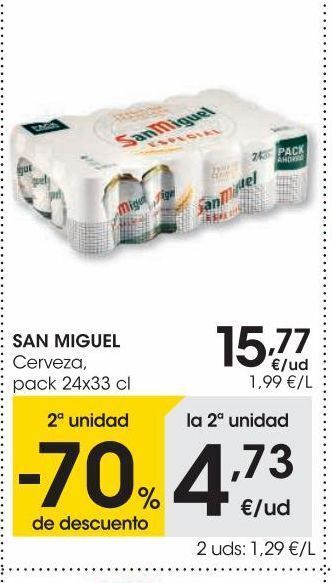 Eroski San miguel cerveza pack 24x33 cl oferta