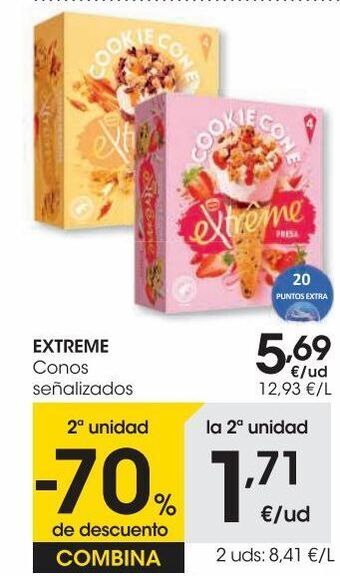 Eroski Extreme cono cookie vainilla 284 g oferta