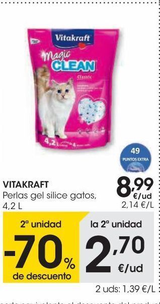 Eroski Vitakraft perlas gel silice gatos 4,2 l oferta