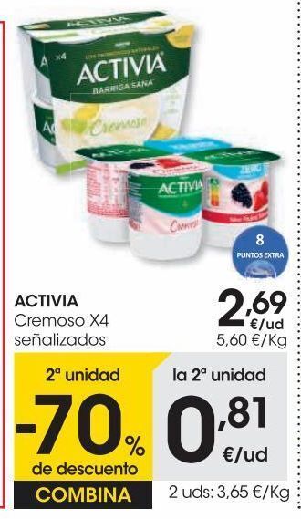 Eroski Activia yogur cremoso lima limón pack 4x120 g oferta