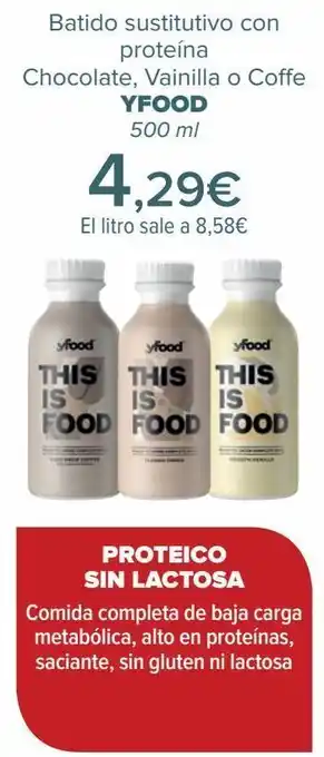 Carrefour Batido sustitutivo con proteína chocolate, vainilla o coffe yfood oferta