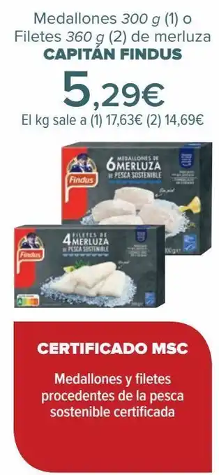 Carrefour Medallones o filetes de merluza capitán findus oferta