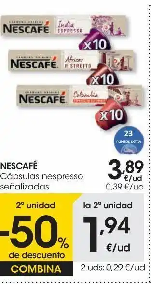 Eroski Nescafe café nespresso india 10 uds oferta