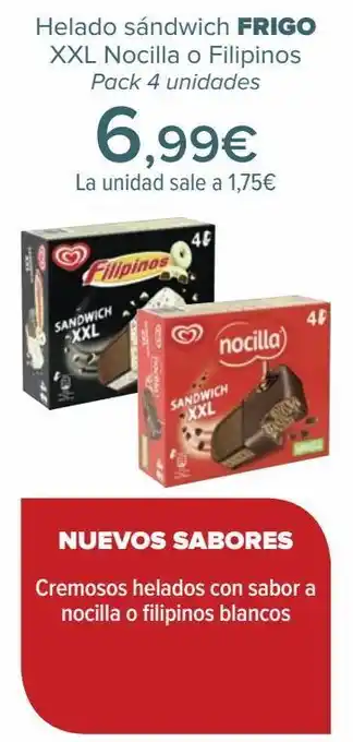 Carrefour Helado sándwich xxl nocilla o filipinos oferta
