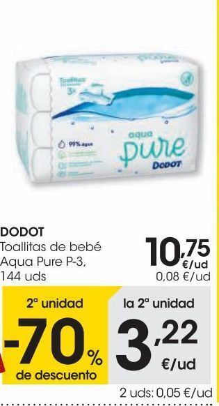 Eroski Dodot toallitas de bebe aqua pure p-3 144 uds oferta