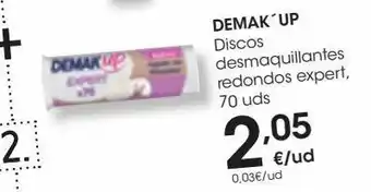 Eroski Demak'up discos desmaquillantes redondos expert, 70 uds oferta