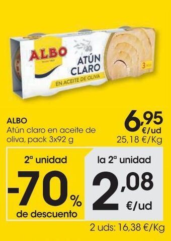 Eroski Albo atún claro en aceite de oliva pack 3x92 g oferta