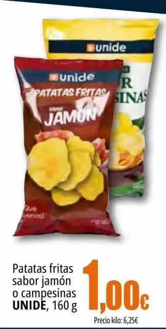 Unide Supermercados Patatas fritas sabor jamón o campesinas unide oferta