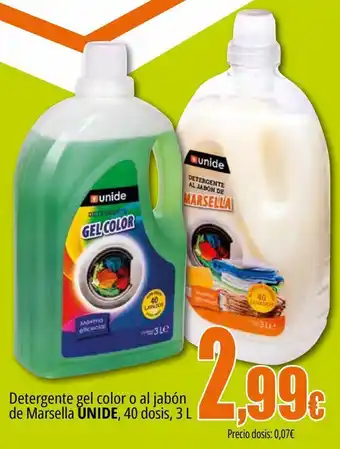 Unide Supermercados Detergente gel color o al jabón de marsella unide oferta