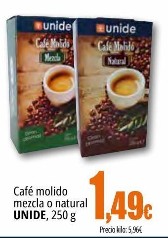 Unide Supermercados Café molido mezcla o natural unide oferta