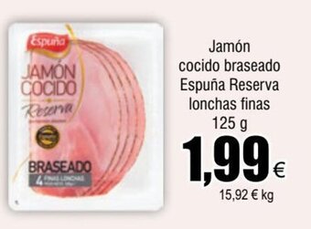 FROIZ Jamón cocido braseado Espuña Reserva lonchas finas 125 g oferta