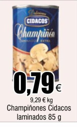 FROIZ Champiñones Cidacos laminados 85 g oferta