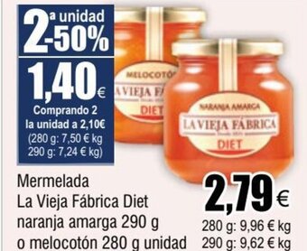 FROIZ Mermelada La Vieja Fábrica Diet naranja amarga 290 g o melocotón 280 g unidad oferta