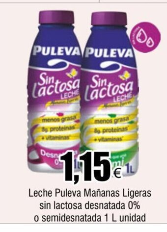FROIZ Leche Puleva Mañanas Ligeras sin lactosa desnatada 0% o semidesnatada 1 L unidad oferta