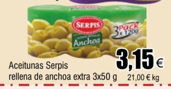 FROIZ Aceitunas Serpis rellena de anchoa extra 3x50 g oferta