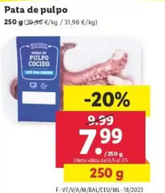 Lidl Pata de pulpo 250 g oferta