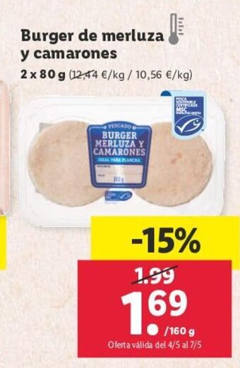 Lidl Burger de merluza y camarones oferta