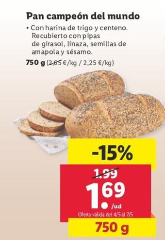 Lidl Pan campeón del mundo oferta