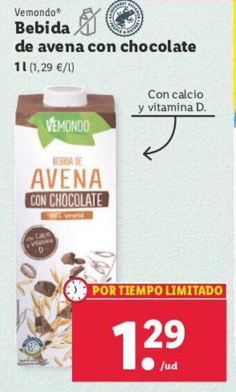 Lidl Vemondo® Bebida de avena con chocolate oferta