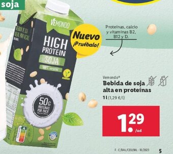 Lidl Vemondo Bebida de soja alta en proteínas oferta